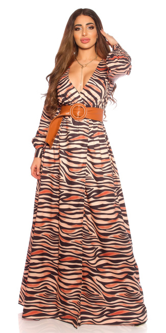 Maxi Longsleeve Dress with Print Zebra